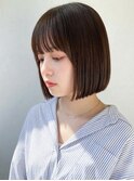 小顔透明感◎ココアブラウン切りっぱなしミニボブ春カラー