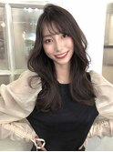 大人かわいい韓国シースルーフェザーバングカーキグレージュ千葉