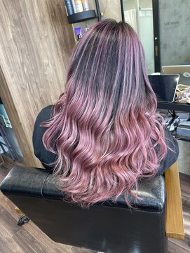 ラル(Lull) シャドールーツ×ピンクパープル /バレイヤージュ/ルーツカラー