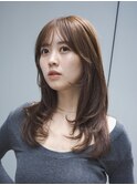 セミディレイヤーロング姫カットシアーカラーワンカールレイヤー