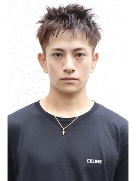 ヘアカロン 熊本本店(Hair CALON) メンズカットスパイキーショートブラウンショートメンズカラー