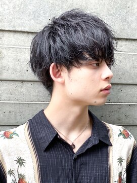 エルマーク 京橋(L-MARK) 黒髪マッシュナチュラルマッシュメンズヘア韓国ツーブロック