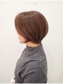 大人のショートボブ/丸みショート/白髪ぼかし