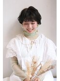 アッシュグレーボブ ヘアアレンジプードルパーマロングヘア