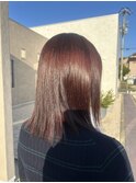 こっくりレッドカラー/秋カラー/縮毛矯正/レッドブラウンカラー