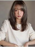 透明感ブラウン イルミナカラー×艶セミロング