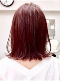 ミディアムヘア毛先パーマことりベージュ黒髪ウォーターフォール