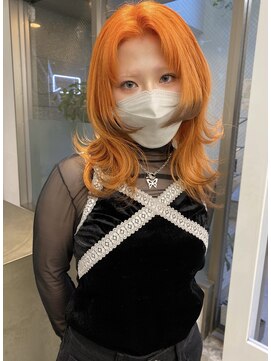 レコ 渋谷(LECO) クリアオレンジ裾ベージュウルフ