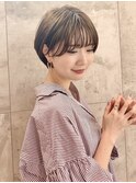 前髪あり耳掛け丸みくびれショートボブ20代30代40代50代(蘭)
