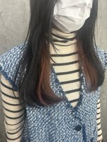 ルーツアイリー 心斎橋(ROOTS IRIE)&nbsp;ブラウン×インナーレッド/韓国風シールエクステ/韓国風レイヤー