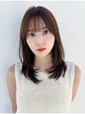 オリーブカラー小顔秋色黒髪ウルフレイヤーロング_ba529501