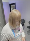 ブロンドベージュハイトーンダブルカラーボブ成増