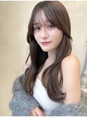 韓国風小顔シースルーバンクxこっくりブラウン