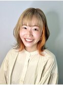 イヤリングカラー/ブリーチダブルカラーハイライト白髪ぼかし