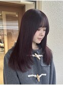 小川/ブリーチなしピンクラベンダーロングレイヤー小顔顔周り
