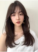 20代30代40代ひし形レイヤーふんわりミディアムブラウンカラー
