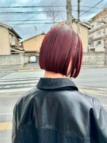 カットウェルズ ラブコオリヤマ 郡山店(Cut Well's Love Koriyama) 深い赤みが映えるワンレンボブ