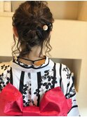 浴衣　アレンジ　編みおろし　結婚式、成人式、卒業式