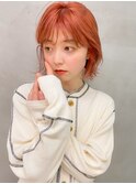 コーラルオレンジピンクオレンジボブダブルカラーハイトーン