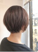 小顔セミウェットウェーブピンクベージュハイライトカラー