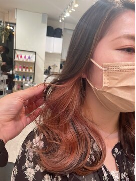 グーフィートーキョー 銀座(Goofy Tokyo) イヤリングカラー/コーラルピンク/インナーカラーロング646