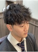 前髪にボリュームとスパイラルパーマ<理容室>[上野/シェービング