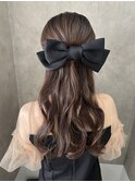 ハーフアップ　ヘアセット　お呼ばれヘア