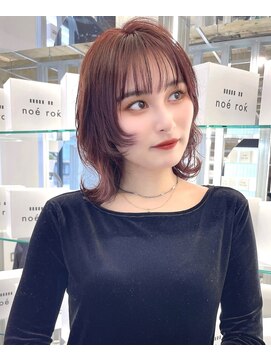 ノエロク 岐阜(noe rok) チェリーレッドカラーのボブレイヤー