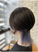 ブルーシルバー　インナーカラー　ウルフ