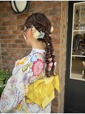 編みおろしアレンジ 浴衣着付け
