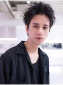 メンズスパイキーベリーショートツーブロックダークアッシュ