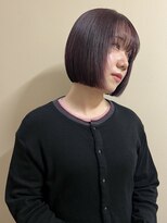 ボブ/ボルドーカラー/ブリーチなしダブルカラー/原宿