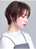 大人ショート×ショコラブラウン×シースルーバング