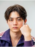 韓国ヘアニュアンスコンマバングセンターパートフェザーパーマ