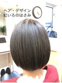 イルミナカラー オーシャンでバング短めのボブ