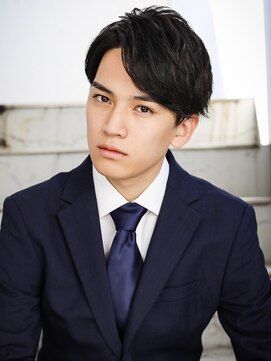 アフロート ディル(AFLOAT D'L) 七三オールバック ツイストパーマ ビジネス かき上げヘア