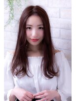 エルデ ナインズ ヘアー スタンド 川口店(elde 9's HAIR STAND) ピンクベージュorインナーグレージュの長めバング大人ヘア