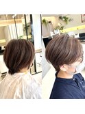 before→after大人可愛いハイライト前下がりハンサムショート