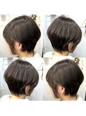 丸みショートボブくびれショートヘア/ベージュカラー/グレージュ