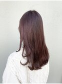 ロングレイヤーカット春カラーチェリーピンク
