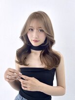 ハピネス 梅田茶屋町店(HAPPINESS)&nbsp;レイヤーロング/斜めバング/ことりベージュ/カーキベージュ