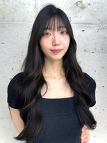 ビューブルー 亀戸錦糸町(VIEW BLUE)&nbsp;美髪カールブルーブラック韓国ヘアロングセミディ似合わせ前髪