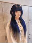 #ロングウルフ#ウルフカット#ブルー#プルエクステ#10代#20代