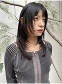 顔まわりカットロングレイヤーカットハッシュカットシャギー