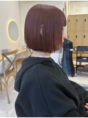 メルティーカラー　ローズピンク　ミニボブ　ワンレン