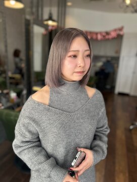 ヘアーワークス ボナ ウニクス店(HAIR WORKS bona) クールで洗練されたボブスタイル　グレージュ/髪質改善