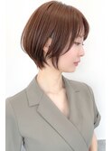 大人可愛い丸みショートボブ小顔フェイスレイヤー似合わせカット