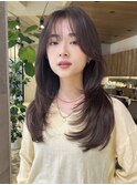 ロングヘア30代40代ストレートレイヤー前髪なし前髪あり表参道