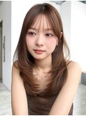 フェイスフレーミング前髪カット顔周りレイヤーロング_F31068