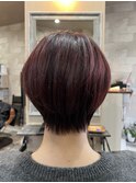ショートボブ＋ハイライトを入れたピンクカラーです。